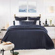Orchids Lux Laela Stripes Navy 94 X 96 Coverlet