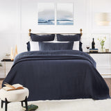Orchids Lux Laela Stripes Navy 94 X 96 Coverlet
