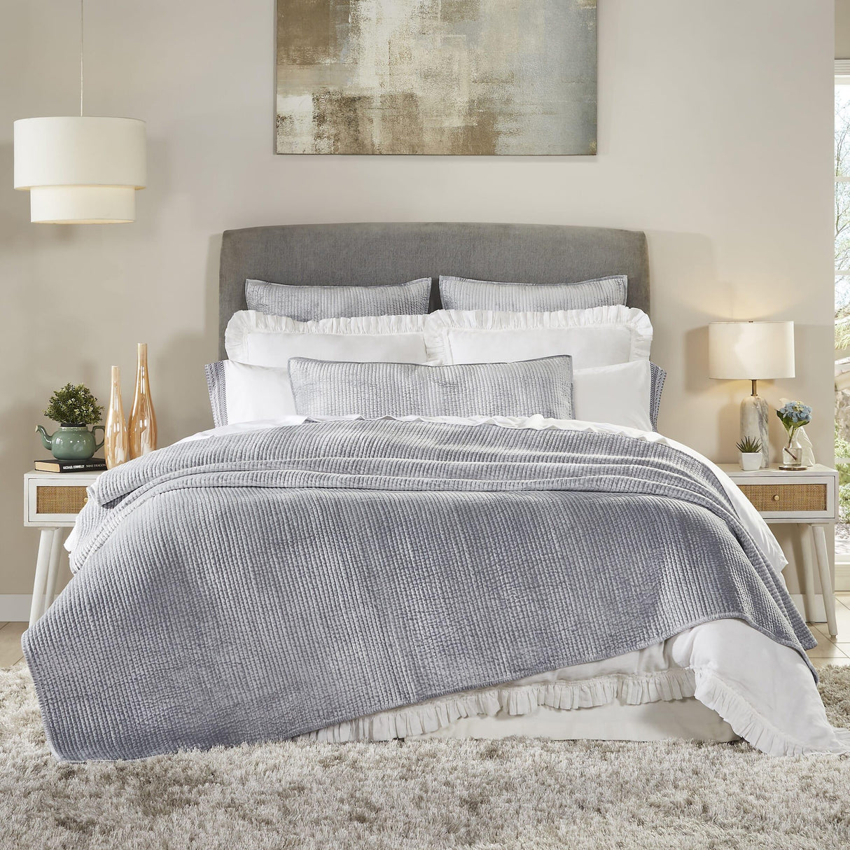 Orchids Lux Spencer Channel Splash 110 X 96 Coverlet