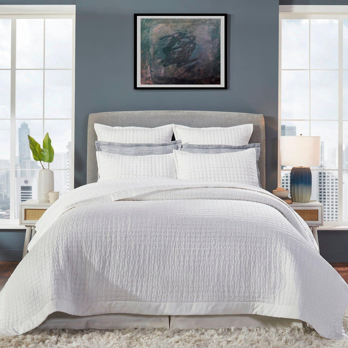Orchids Lux Malibu Geomatric Pearl 110 X 96 Coverlet