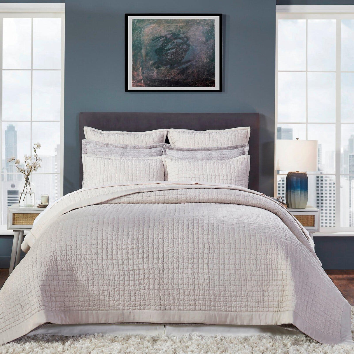 Orchids Lux Malibu Geomatric Oyster 94 X 96 Coverlet