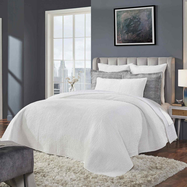 Orchids Lux Laguna Channel White 110 X 96 Coverlet