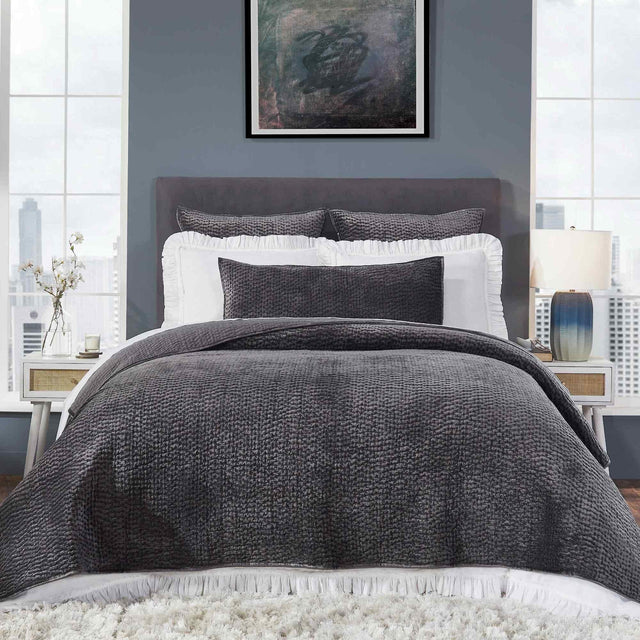 Orchids Lux Laguna Channel Steel 110 X 96 Coverlet