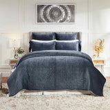 Orchids Lux Laguna Channel Navy 110 X 96 Coverlet