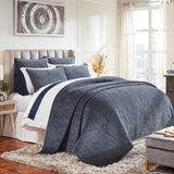 Orchids Lux Laguna Channel Navy 94 X 96 Coverlet