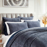 Orchids Lux Laguna Channel Navy 94 X 96 Coverlet