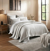 Orchids Lux Lucy Stitching Mist 110 X 96 Coverlet
