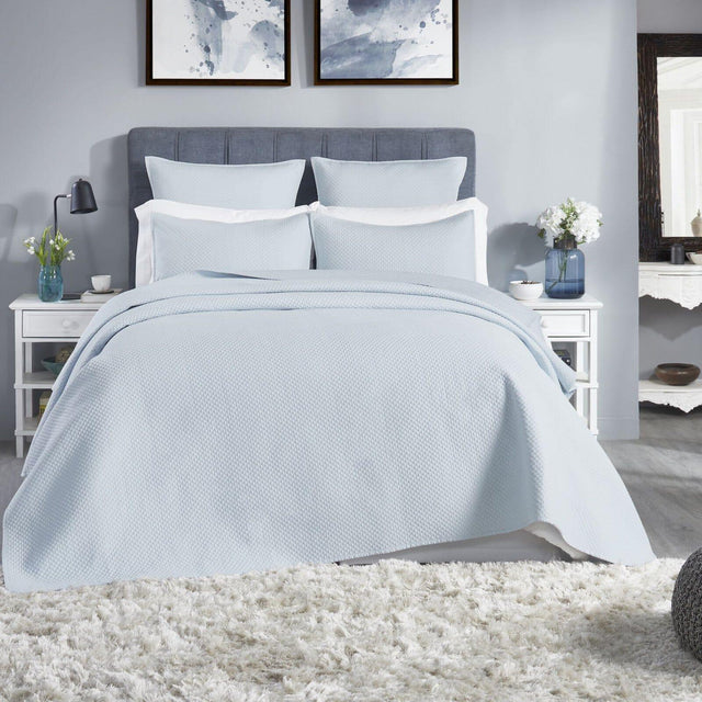 Orchids Lux Velentina Geomatric Blue 110 X 96 Coverlet