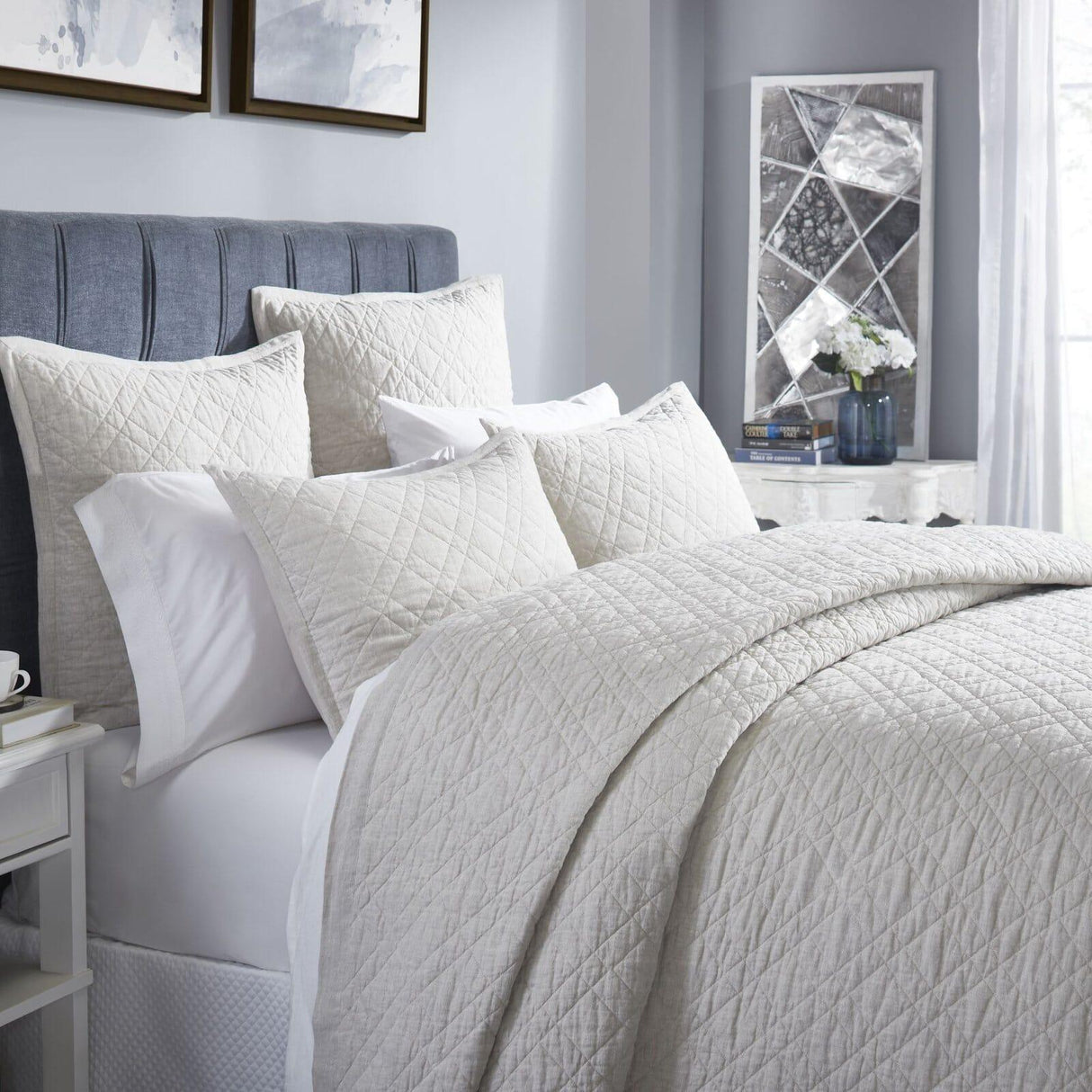 Orchids Lux Chloe Geomatric Beige 110 X 96 Coverlet