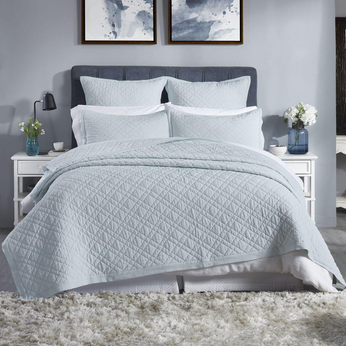 Orchids Lux Chloe Geomatric Sky 94 X 96 Coverlet