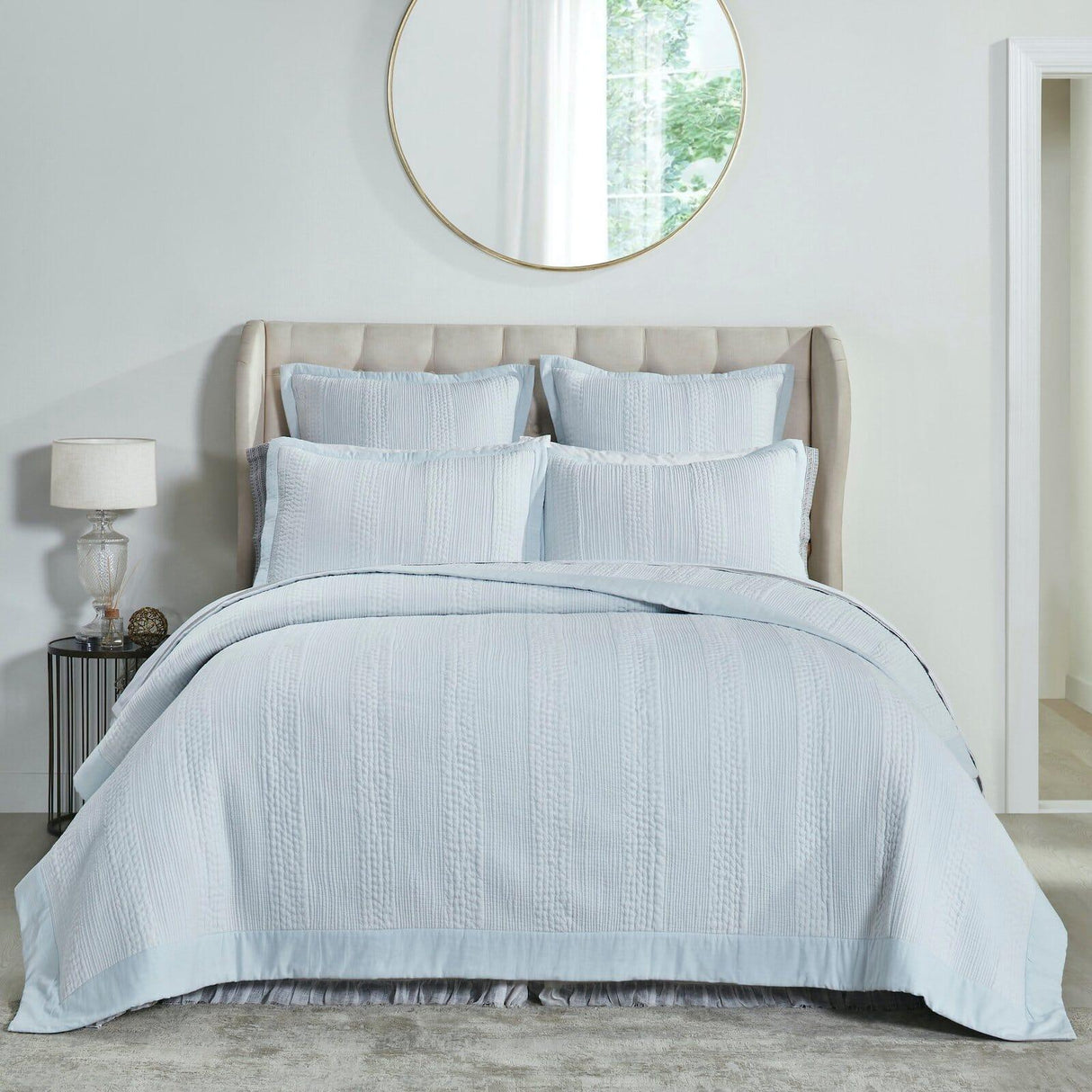 Orchids Lux Laysan Channel Sky 110 X 96 Coverlet