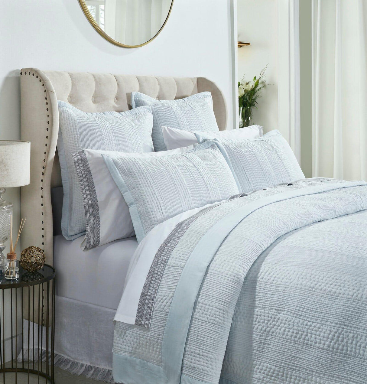 Orchids Lux Laysan Channel Sky 94 X 96 Coverlet