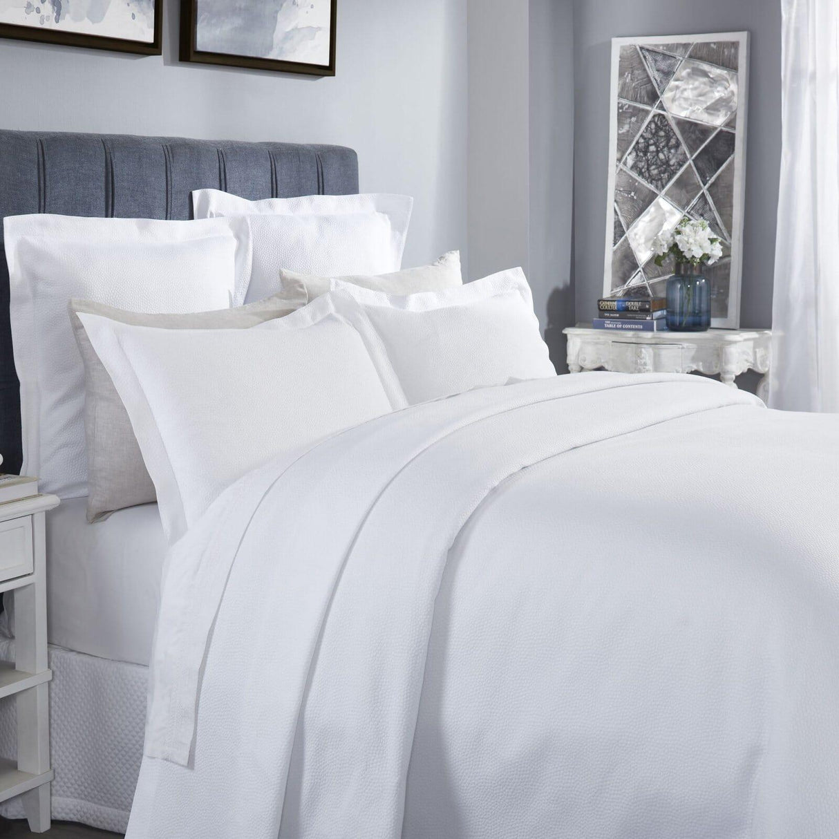 Orchids Lux Olive Pebble White 110 X 96 Matelasse Coverlet
