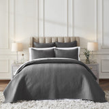 Orchids Lux Athena Chevron Steel 110 X 96 Coverlet