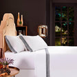 Orchids Lux Olivia Solid Color & Embroidery White/ Navy 72 X 84 Sheet Set