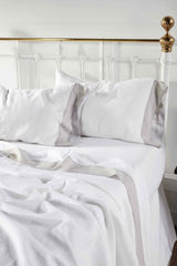 Orchids Lux Kyoto Solid Color White/ Mist 72 X 84 Sheet Set