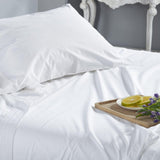 Orchids Lux Olivia Solid Color & Embroidery White/White 72 X 84 Sheet Set