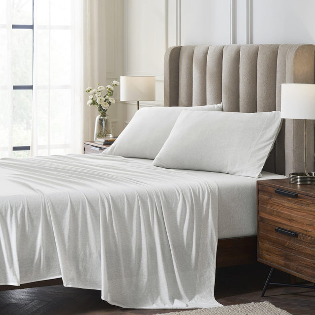 Orchids Lux Halston Solid Color Off White Melange 72 X 84 Sheet Set