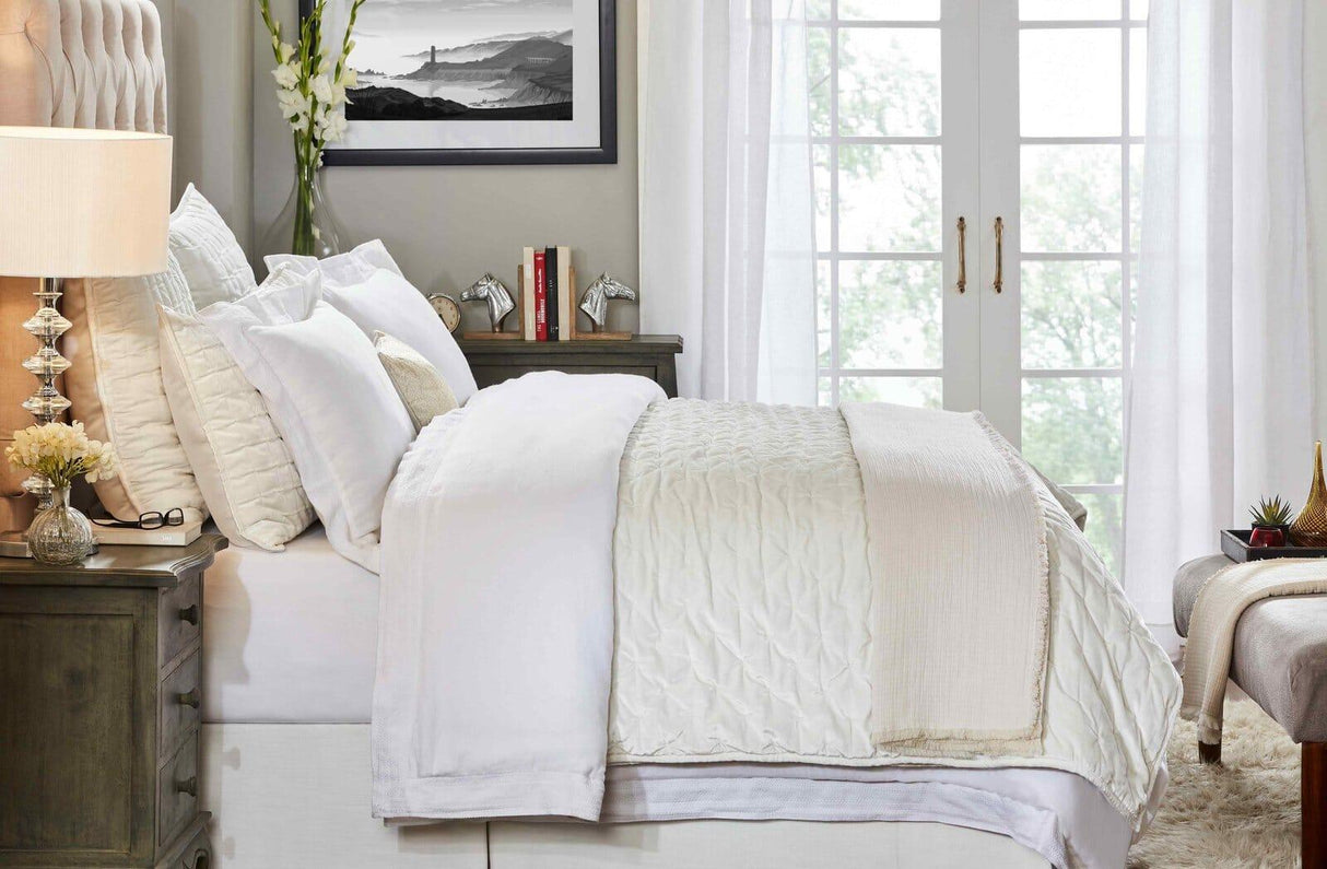 Orchids Lux Parker Solid Color & Embroidery White 106 X 92 Duvet Cover