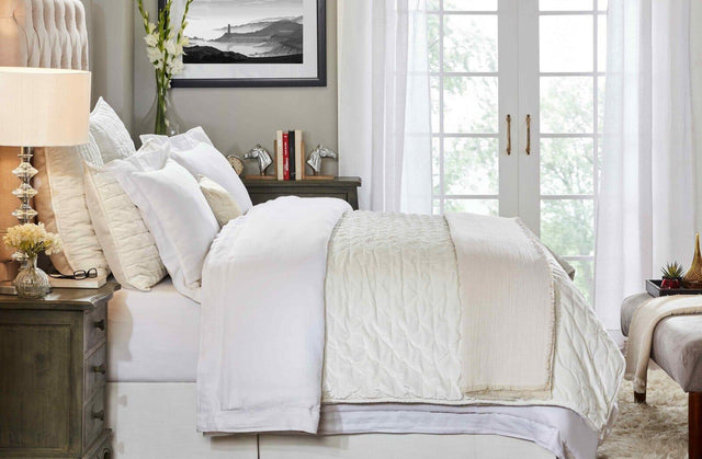 Orchids Lux Parker Solid Color & Embroidery White 106 X 92 Duvet Cover