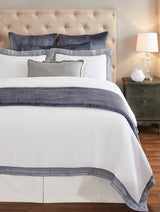 Orchids Lux Parker Solid Color & Embroidery Navy 90 X 92 Duvet Cover