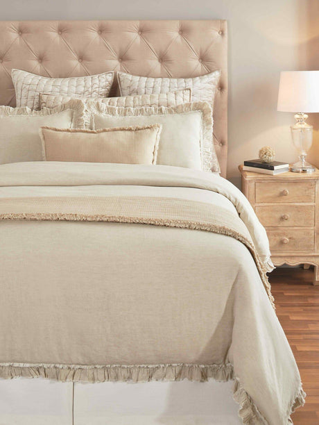 Orchids Lux Ruffle Solid Color & Ruffle Beige 106 X 92 Duvet Cover