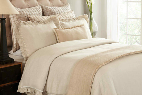 Orchids Lux Ruffle Solid Color & Ruffle Beige 106 X 92 Duvet Cover