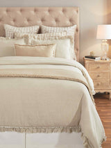 Orchids Lux Ruffle Solid Color & Ruffle Beige 90 X 92 Duvet Cover