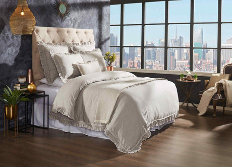 Orchids Lux Ruffle Solid Color & Ruffle Grey 106 X 92 Duvet Cover