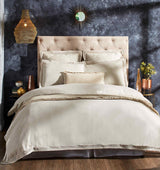 Orchids Lux Sienna Solid Color & Lace Beige 90 X 92 Duvet Cover