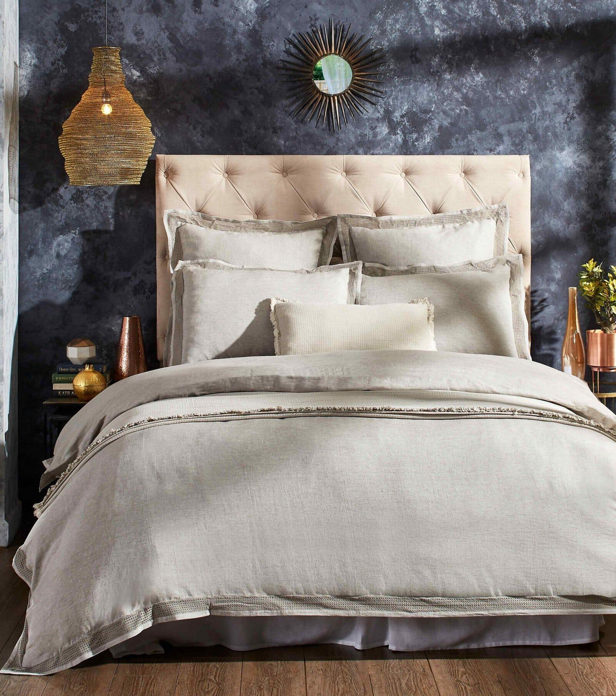 Orchids Lux Sienna Solid Color & Lace Grey 106 X 92 Duvet Cover