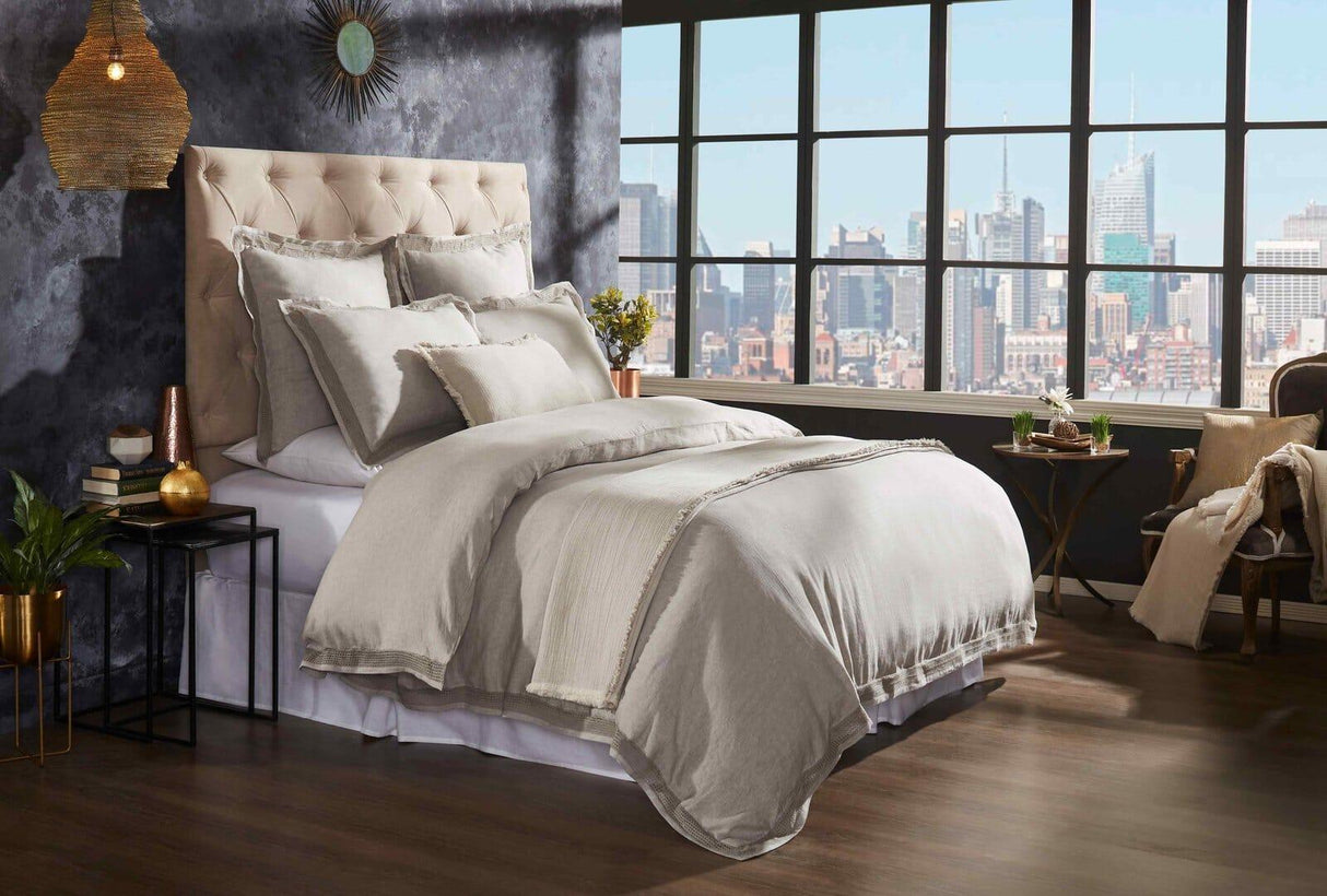 Orchids Lux Sienna Solid Color & Lace Grey 106 X 92 Duvet Cover