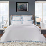 Orchids Lux Solana Solid Color & Ruffle French Blue 90 X 92 Duvet Cover