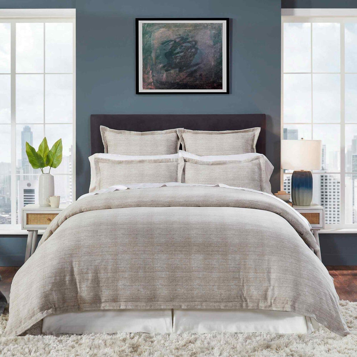Orchids Lux Bronte Jacquard Flax 90 X 92 Duvet Cover