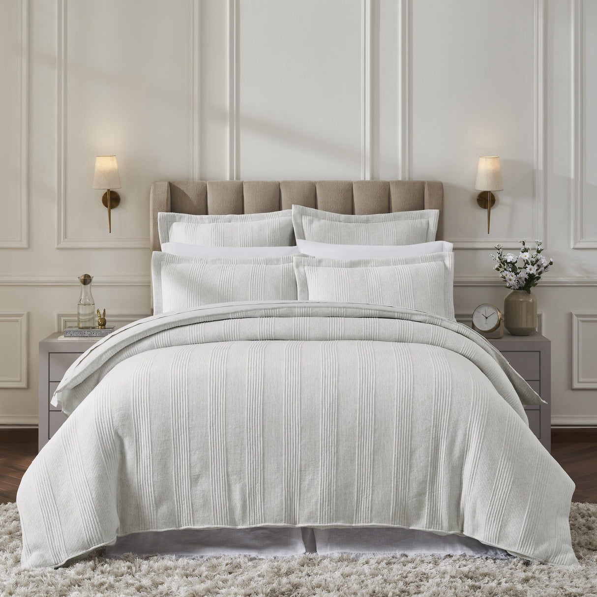 Orchids Lux Savoy Stripes Off White Melange 90 X 92 Duvet Cover