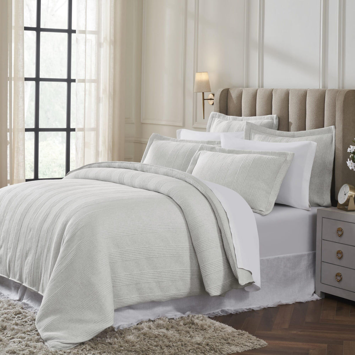 Orchids Lux Savoy Stripes Off White Melange 90 X 92 Duvet Cover