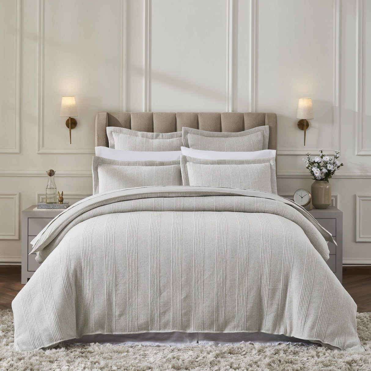 Orchids Lux Savoy Stripes Mist Melange 90 X 92 Duvet Cover