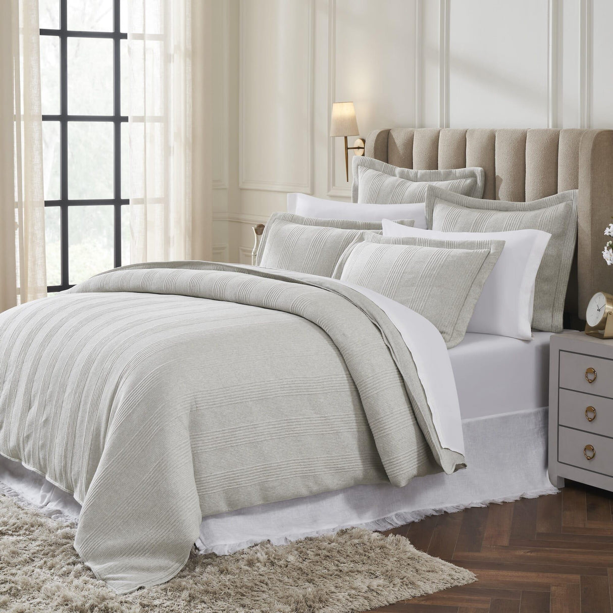 Orchids Lux Savoy Stripes Mist Melange 90 X 92 Duvet Cover