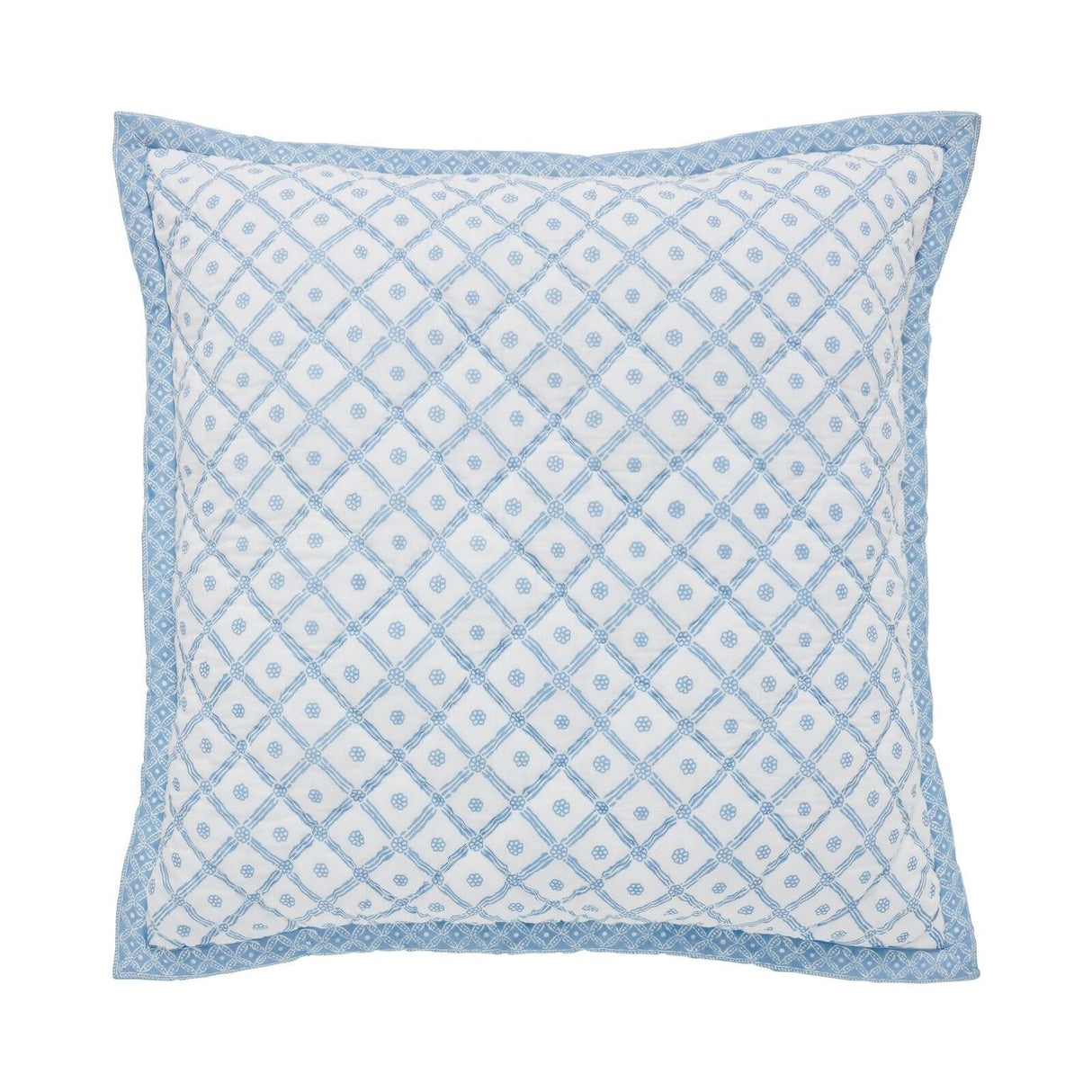 Orchids Lux Bliss Geomatric/Floral Aqua 26 X 26 Printed Quilt Sham