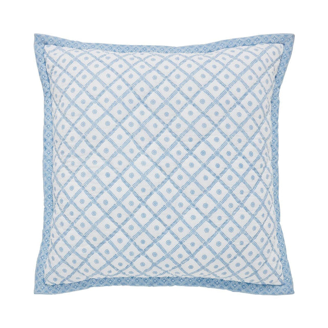 Orchids Lux Bliss Geomatric/Floral Aqua 26 X 26 Printed Quilt Sham