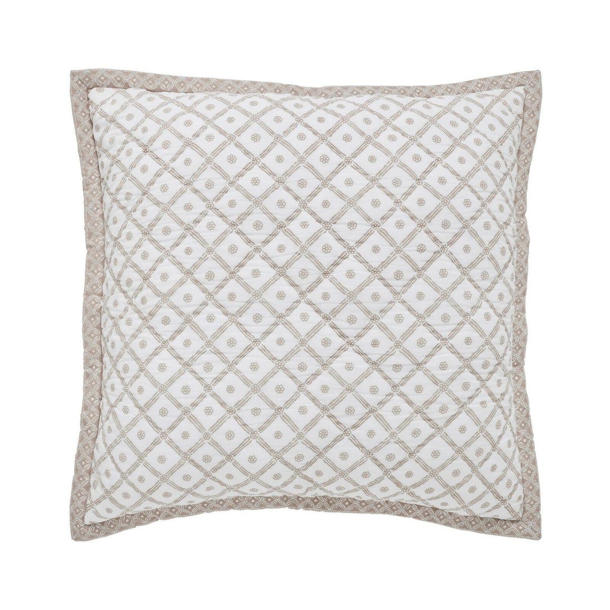 Orchids Lux Bliss Geomatric/Floral Sand 26 X 26 Printed Quilt Sham