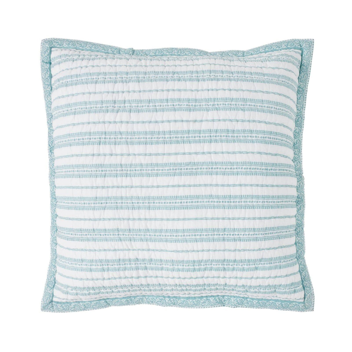 Orchids Lux Serenity Channel/Geomatric/Floral Sage 26 X 26 Printed Quilt Sham