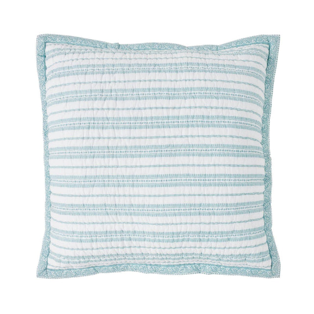 Orchids Lux Serenity Channel/Geomatric/Floral Sage 26 X 26 Printed Quilt Sham