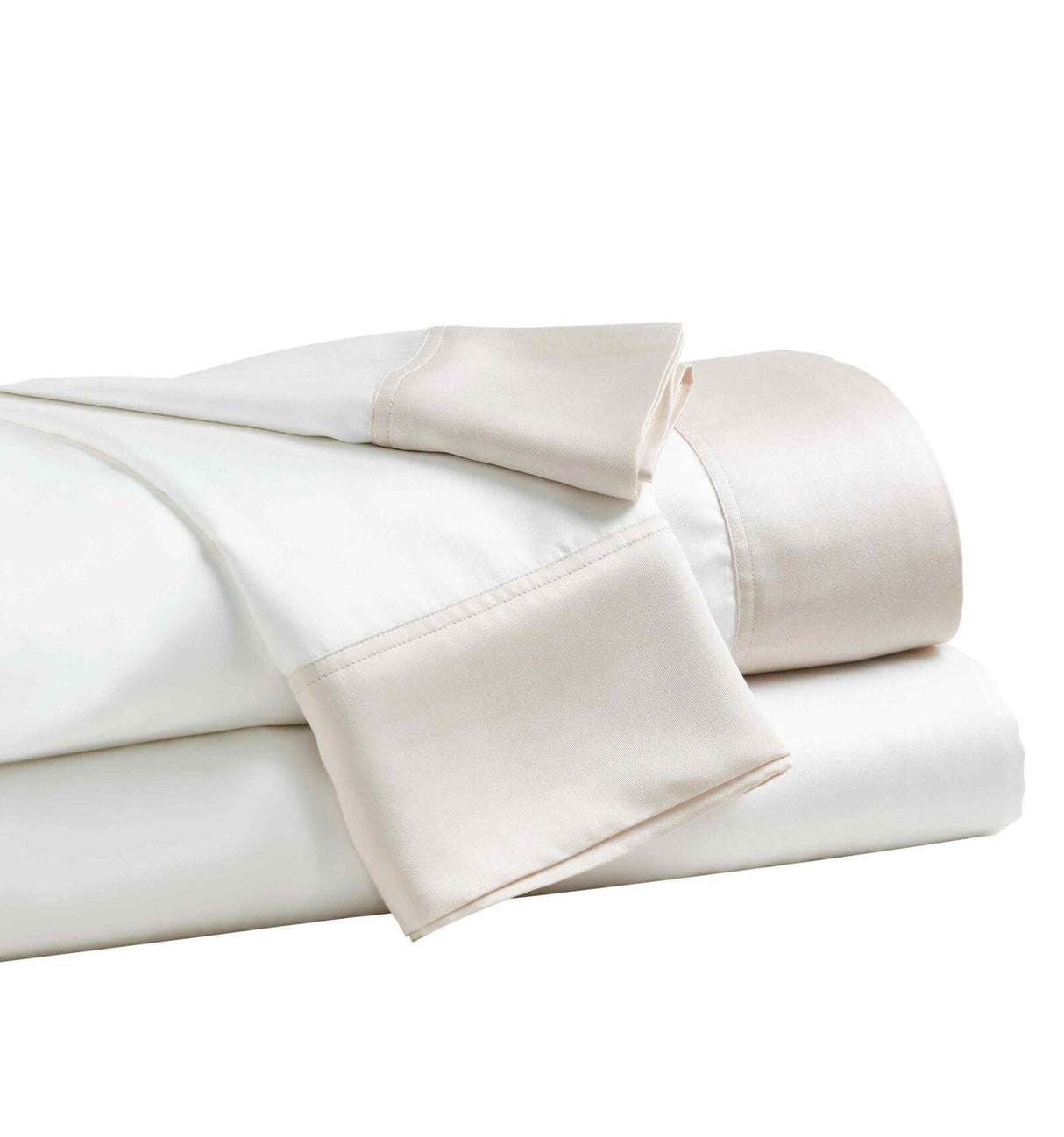 Orchids Lux Porto Solid Color White/ Beige 78 X 80 Sheet Set