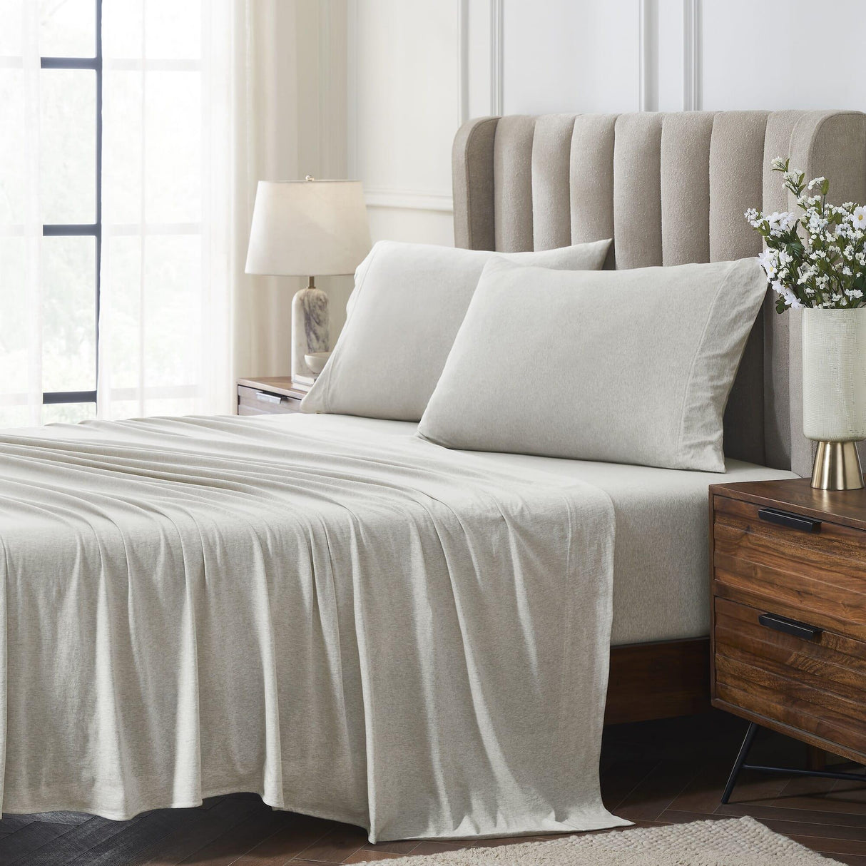 Orchids Lux Halston Solid Color Mist Melange 78 X 80 Sheet Set