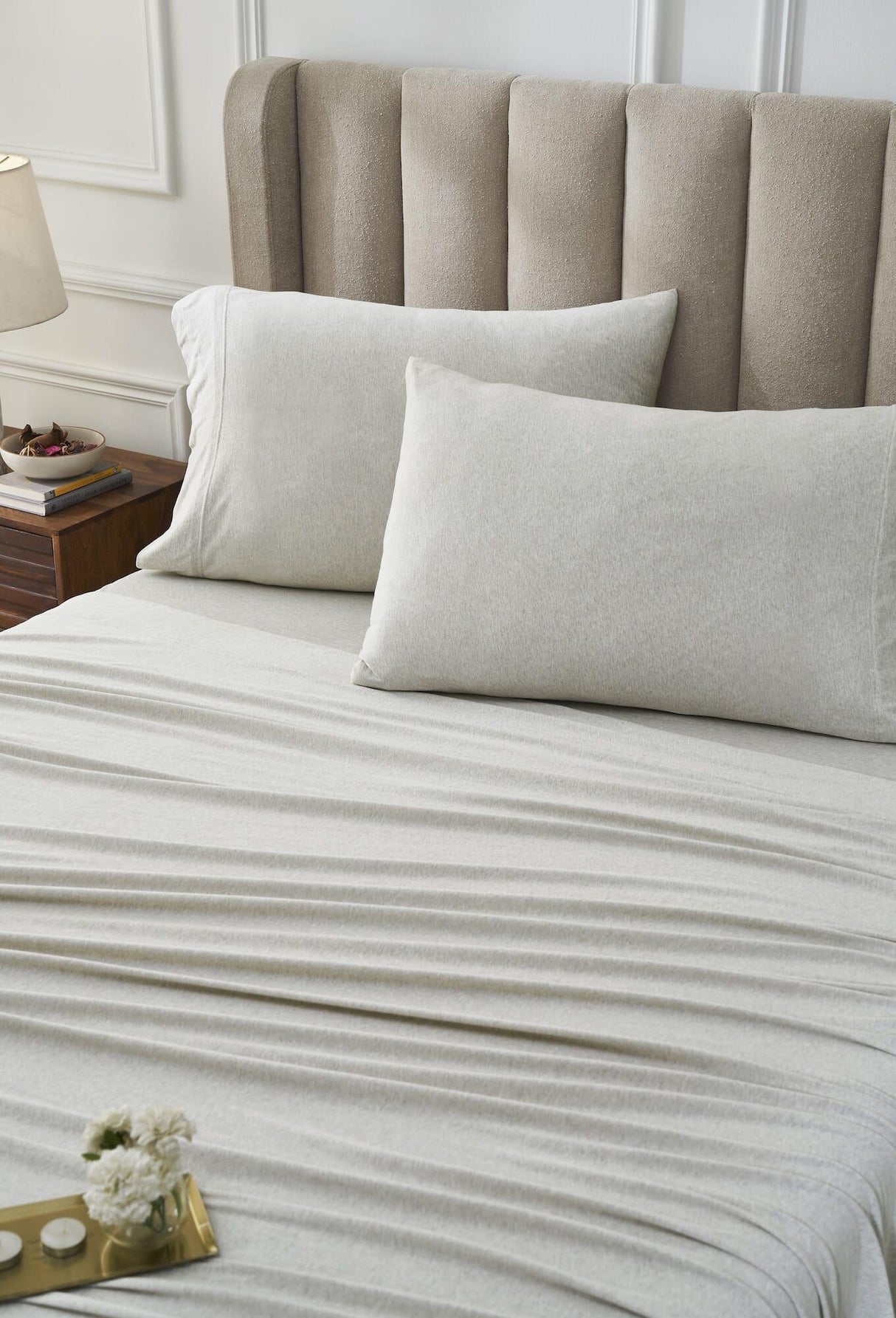 Orchids Lux Halston Solid Color Mist Melange 78 X 80 Sheet Set