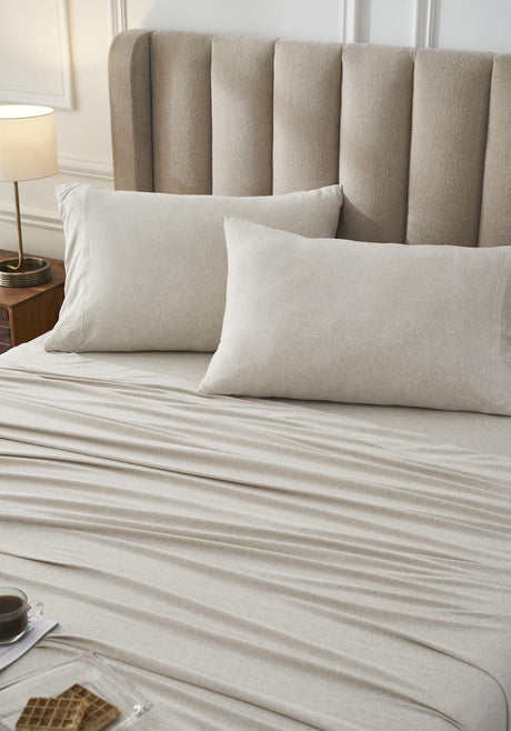 Orchids Lux Halston Solid Color Oatmeal Melange 78 X 80 Sheet Set