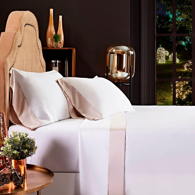 Orchids Lux Porto Solid Color White/ Beige 60 X 80 Sheet Set