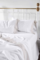 Orchids Lux Kyoto Solid Color White/ Beige 60 X 80 Sheet Set