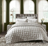 Orchids Lux Bailey Solid Color & Tuck Embroidery Silver 94 X 96 Quilt